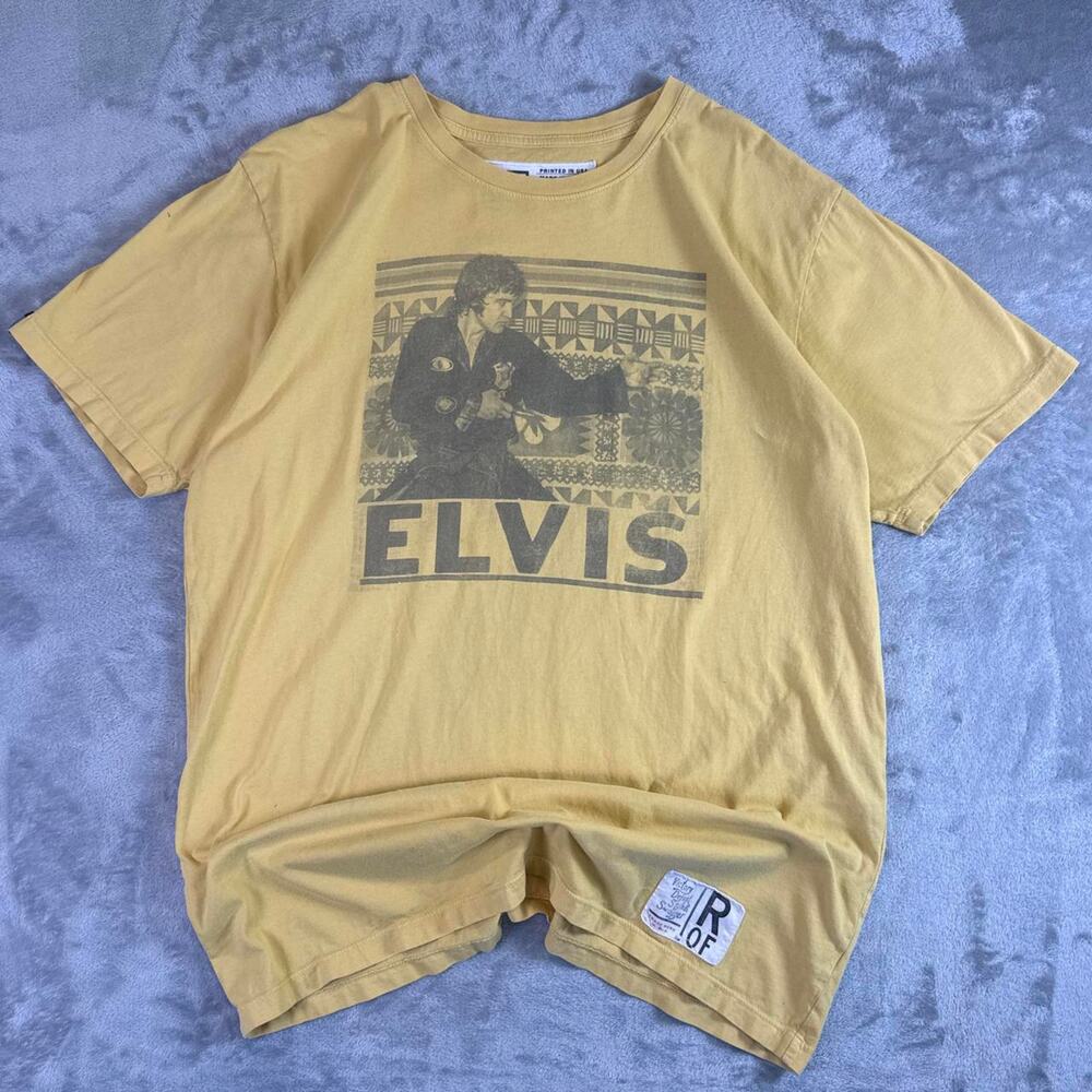 Elvis Presley Graphic T Shirt Yellow Rock Band Tee Made In USA Size XXL